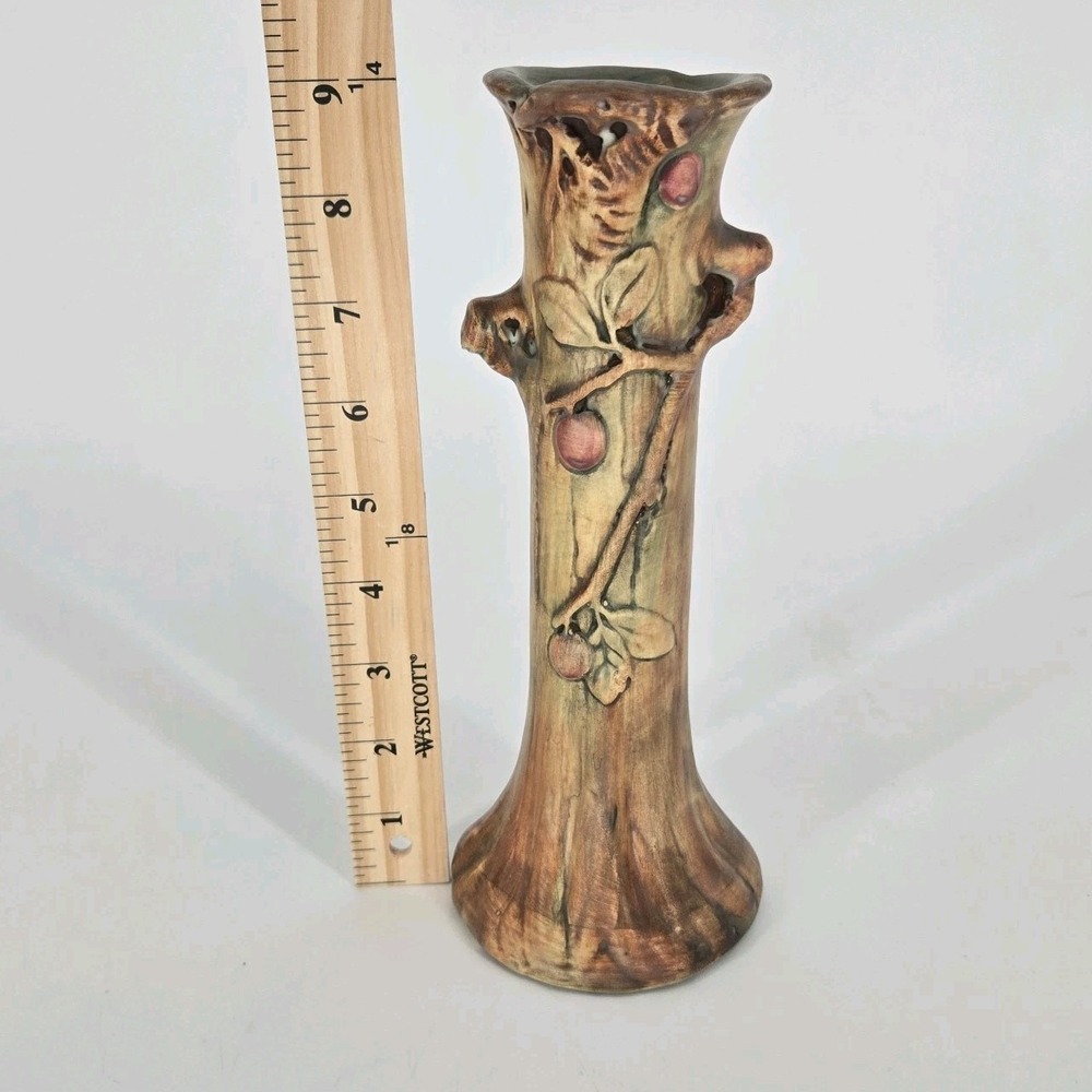 Vintage Weller Pottery Woodcraft Apple Tree Bud Vase 1920s Art Nouveau Faux Bois - Picture 9 of 12